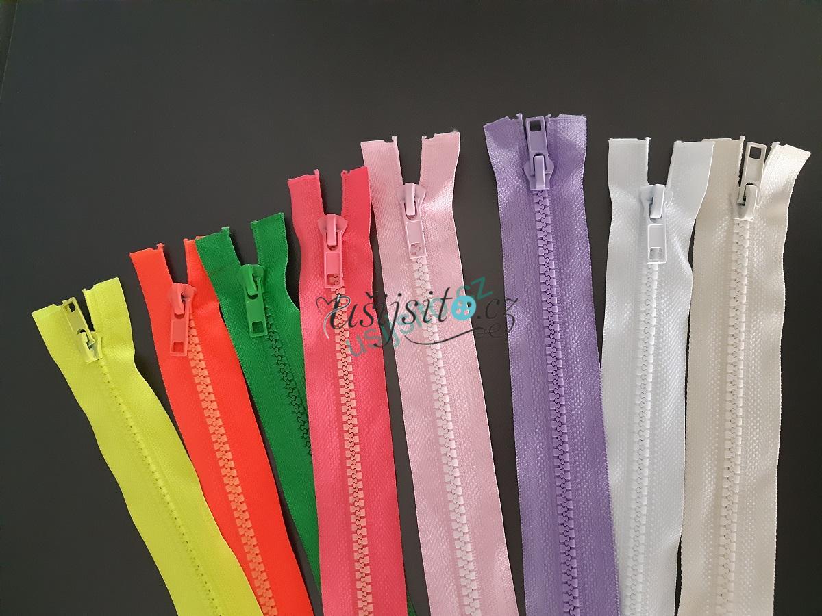 Zip kostěný dělitelný 65cm sv.růžový
