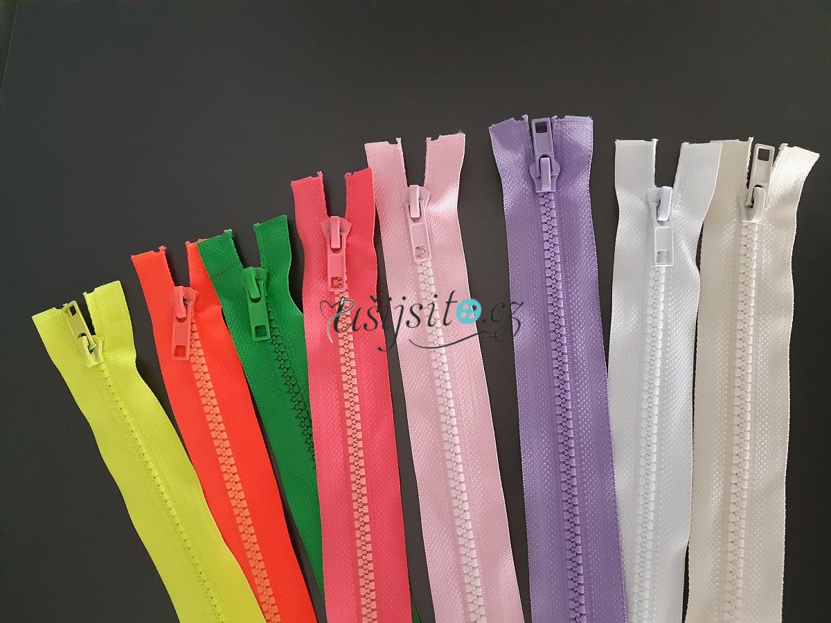Zip kostěný dělitelný 65cm zelený