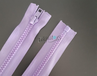 Zip kostěný dělitelný 65cm sv.fialový
