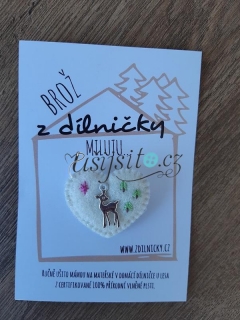 Brož srdce se srnkou krémová