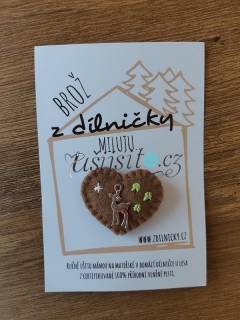Brož srdce se srnkou hnědá
