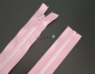 Zip kostěný dělitelný 65cm sv.růžový